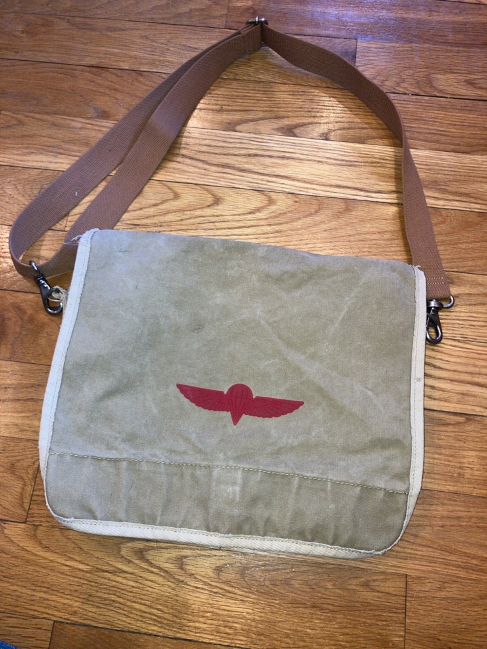 Banana Republic Vintage Israeli Paratrooper Bag Military Khaki Canvas Messenger